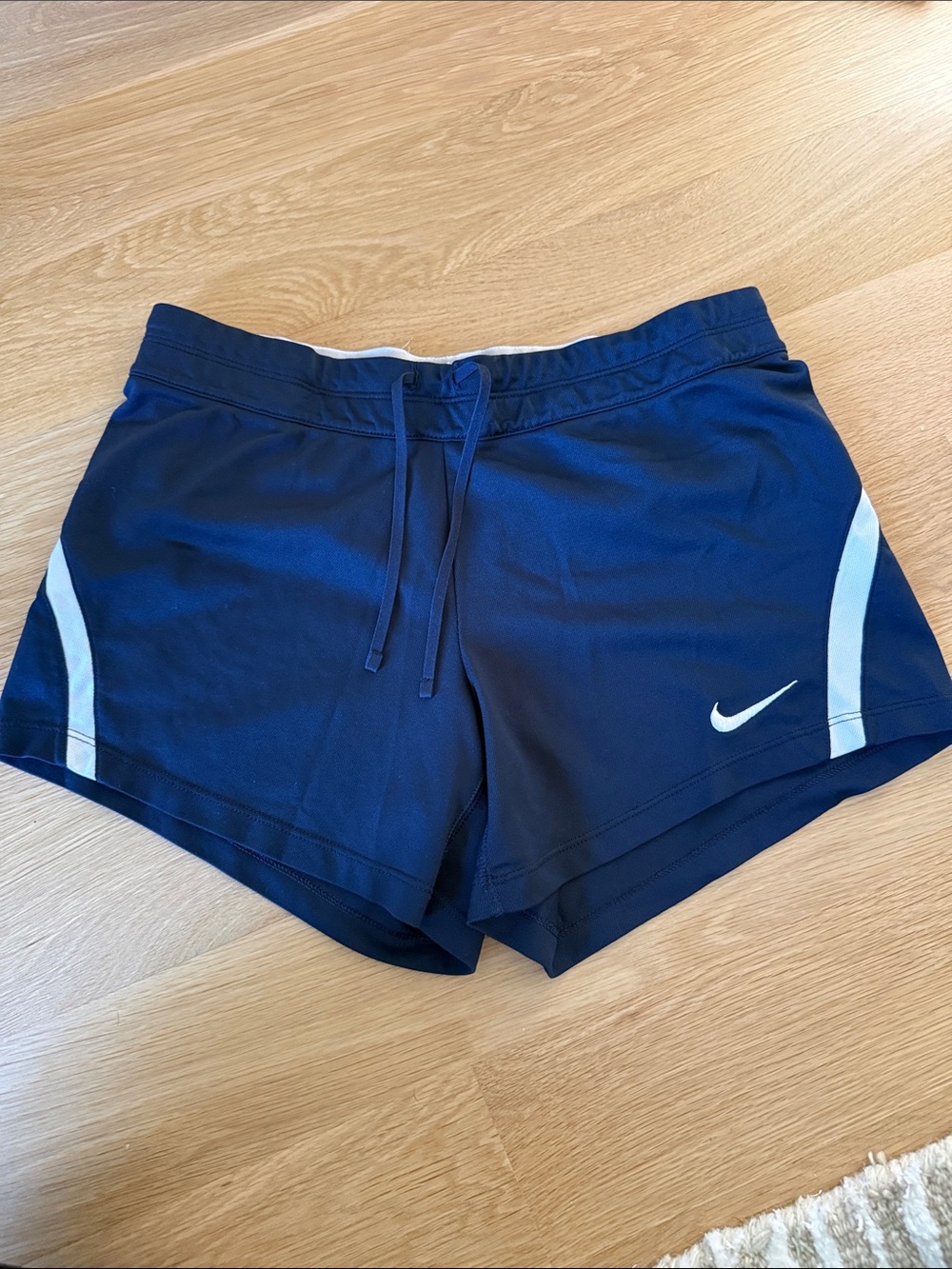 Nike small Dri-fit Women's Navy Athletic Shorts with White Trim
